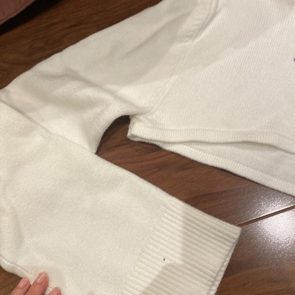 H:ours / NWT white Calico Sweater wool cropped turtleneck S - Picture 5 of 6